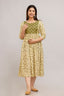 Majestic divas Rayon Olive Green & Cream Printed Maternity Feeding Kurta Dress with Dual Zippers