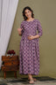 Majestic divas Cotton Mauve Ethnic Floral Printed Maternity Feeding Kurta Dress with Dual Zippers