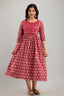 Majestic divas Cotton Maroon Floral Maternity Feeding Kurta Dress with Dual Zippers