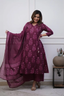 Majestic Diva's Wine Purple Printed Dupatta Set