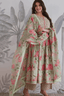 Majestic Diva's Sage Green Floral Printed Dupatta Set