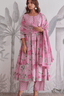 Majestic Diva's Pink Floral Printed Dupatta Set