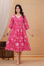 Majestic Divas Cotton Pink Floral Printed Maternity Feeding Kurta Dress with Lace V-Neck & Dual Side Zippers