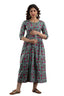 Majestic divas Cotton Sage Green Floral Maternity Feeding Kurta Dress with Dual Zippers