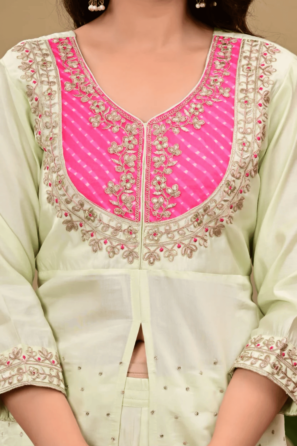Majestic Diva's Mint Green Embroidered Co-Ord Set Secondary image