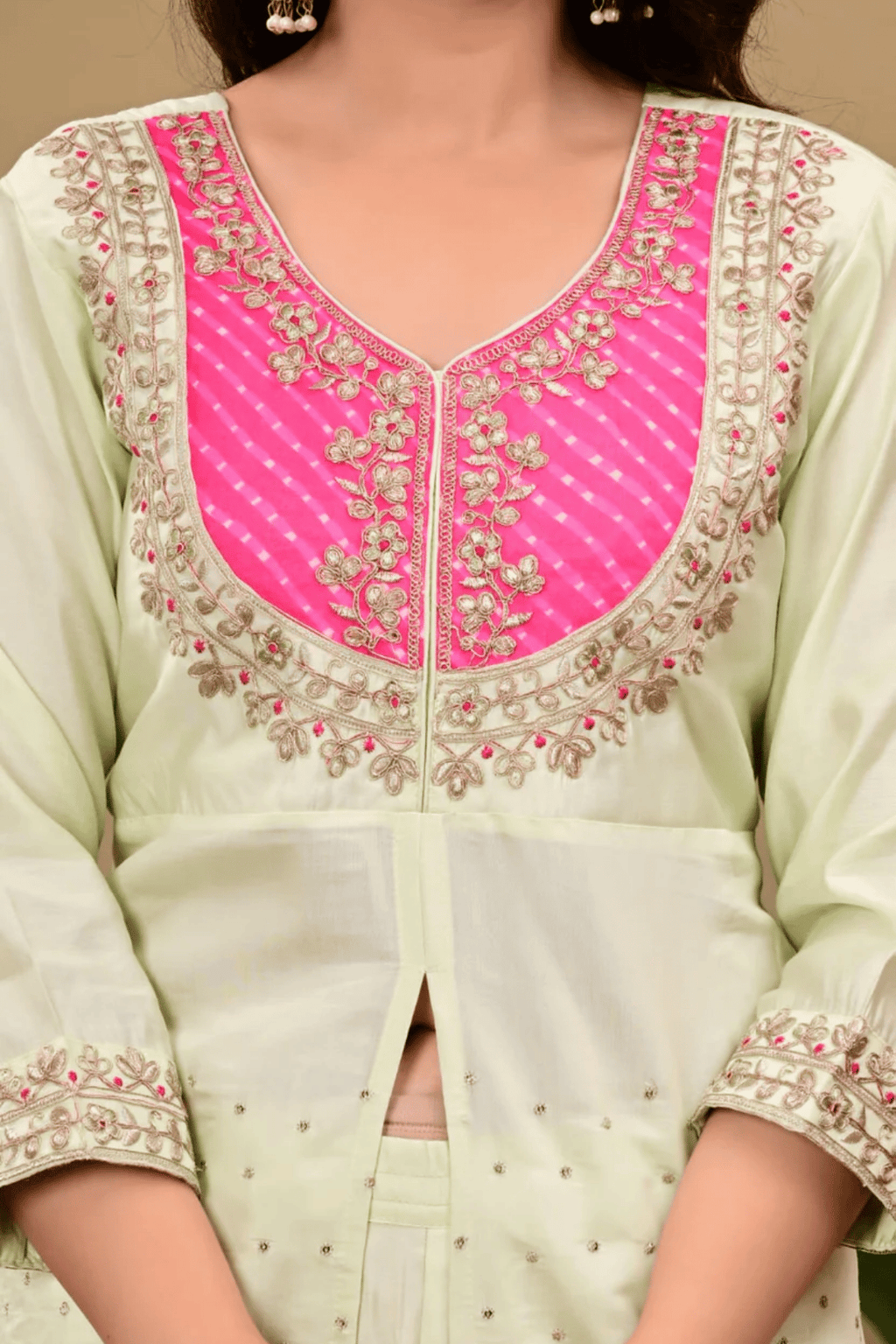 Majestic Diva's Mint Green Embroidered Co-Ord Set