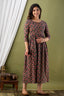 Majestic divas Cotton Navy Blue Traditional Floral Buta Allover Printed Maternity Feeding Kurta Dress with Dual Zippers