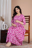 Majestic divas Cotton Pink Abstract Floral Printed Maternity Feeding Kurta Dress with Dual Zippers