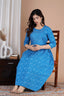 Majestic divas Cotton Blue Bandhani Printed Maternity Feeding Kurta Dress with Dual Zippers