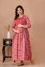 Majestic divas Cotton Red Ethnic Floral Printed Maternity & Feeding Kurta Dress with Dual Zippers