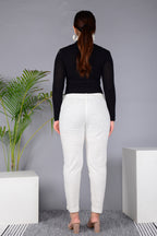 Majestic Diva's Women’s High Waist Off-White Tapered Pants