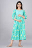 Majestic divas Cotton Aqua Blue White Floral Printed Maternity Feeding Kurta Dress with Dual Zippers