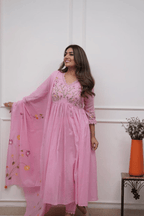 Majestic Divas Blush Petal Pink Anarkali Dupatta Set