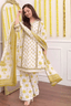 Majestic Diva's White & Mustard Floral Dupatta Set