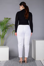 Majestic Diva's Women’s High Waist Classic White Tapered Pants