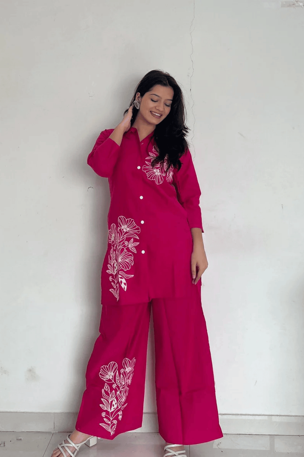 Majestic Diva Hot Pink Floral Print Co-Ord Set