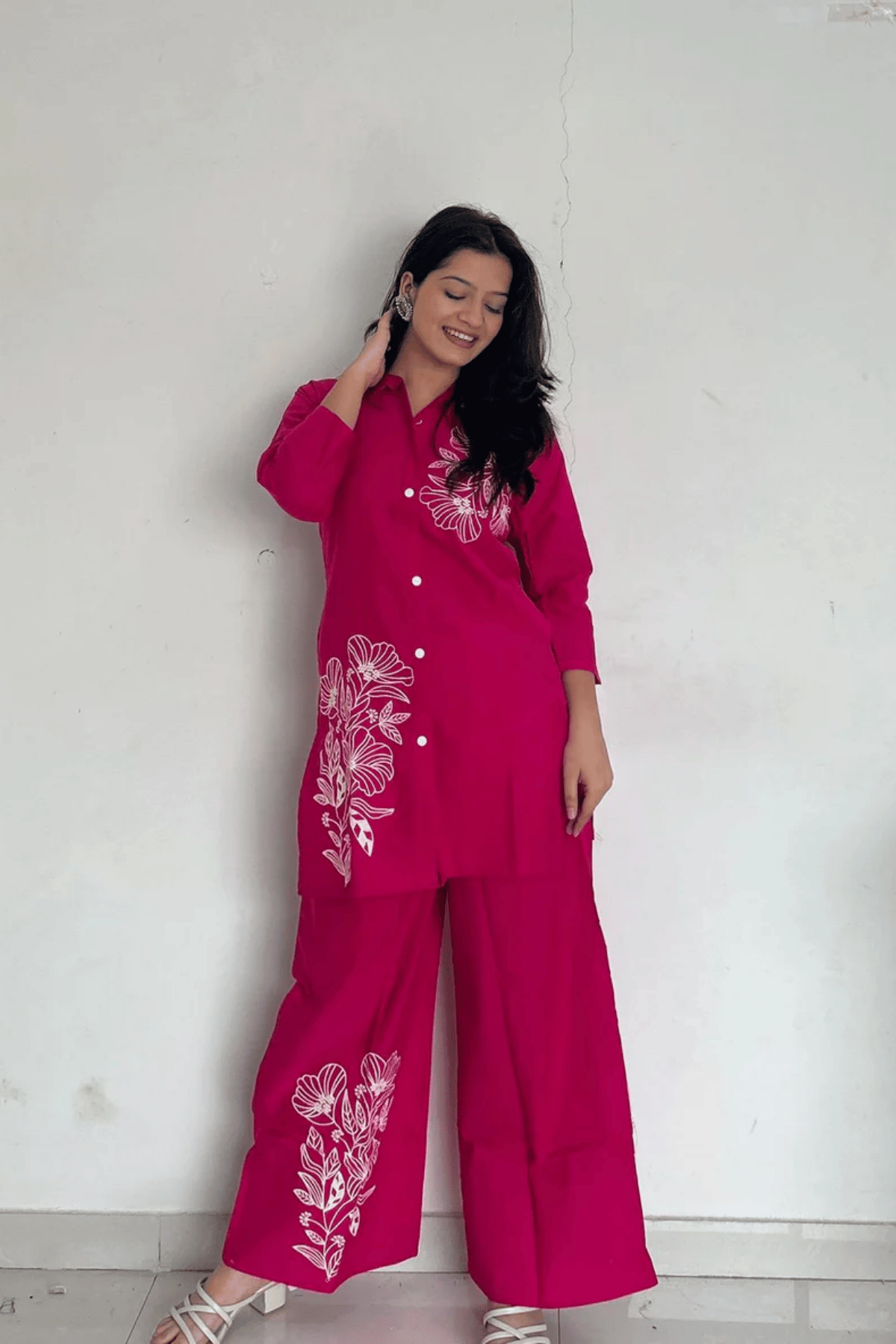 Majestic Diva Hot Pink Floral Print Co-Ord Set