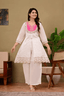 Majestic Diva's White With Pink & Golden Embroidered Co-Ord Set