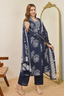Majestic Diva's Navy Blue Floral Printed Dupatta Set