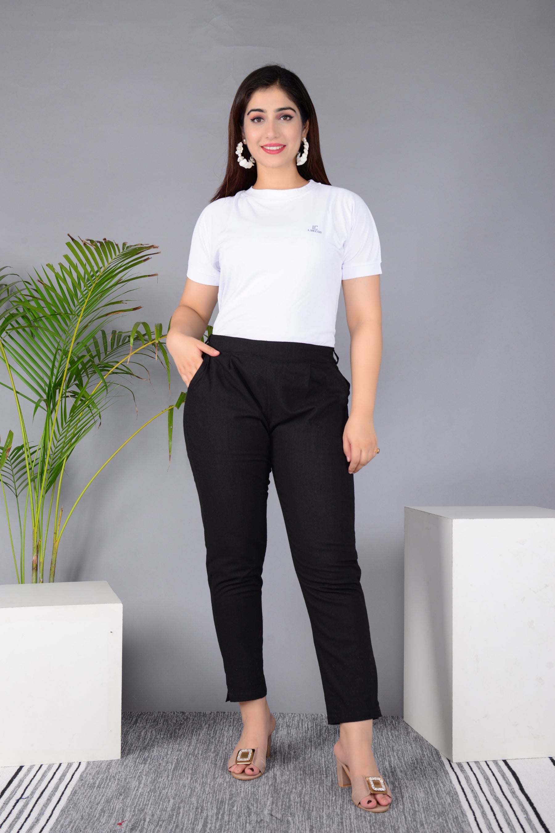 Majestic Diva's Women’s High Waist Classic Black Tapered Pants Secondary image