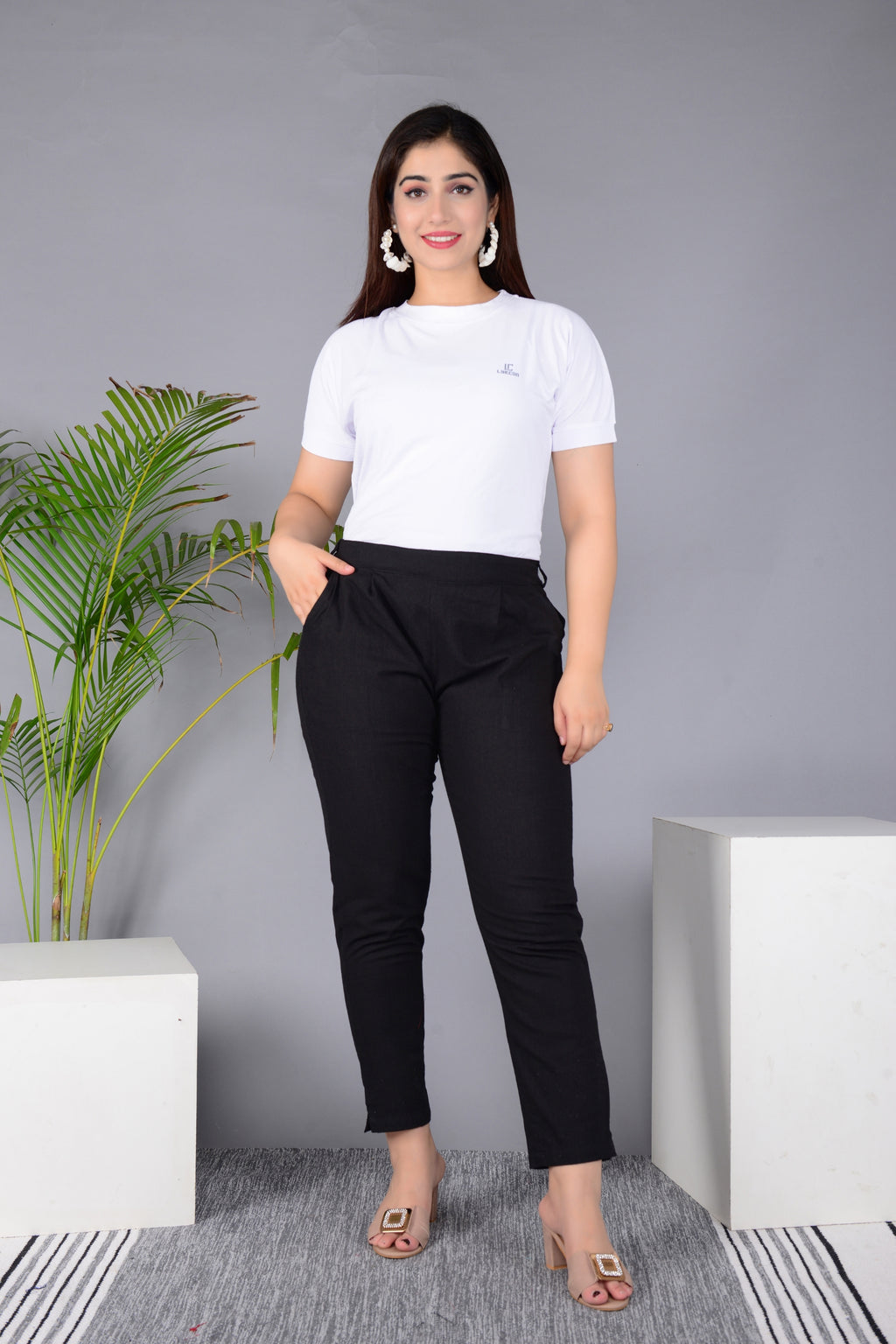 Majestic Diva's Women’s High Waist Classic Black Tapered Pants
