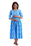 Majestic divas Cotton Sky Blue Floral Printed Maternity Feeding Kurta Dress with Dual Zippers