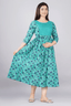 Majestic divas Cotton Teal Blue Black Floral Printed Maternity Feeding Kurta Dress with Dual Zippers