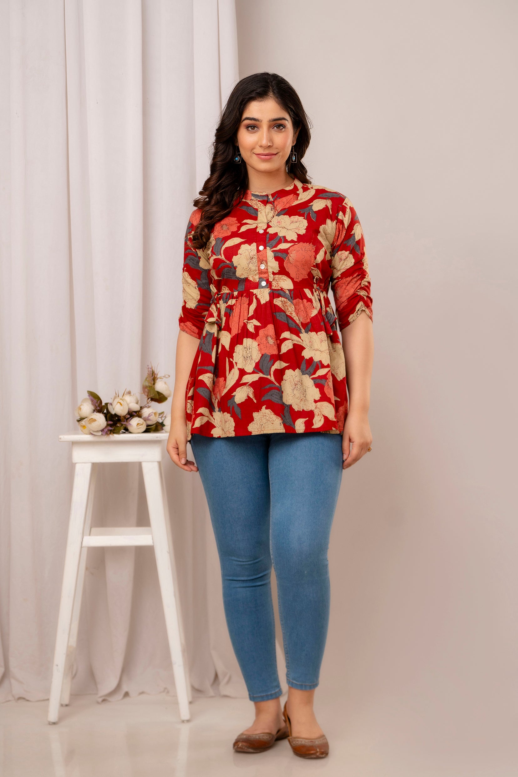 Majestic Divas Turquoise Meadow Peplum Top