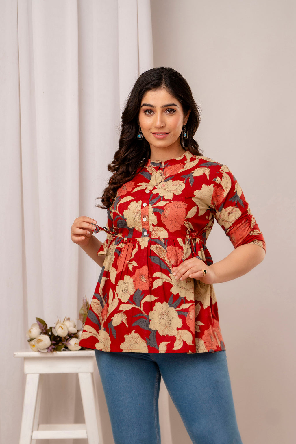 Majestic Divas Turquoise Meadow Peplum Top