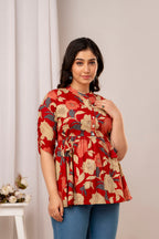 Majestic Divas Turquoise Meadow Peplum Top