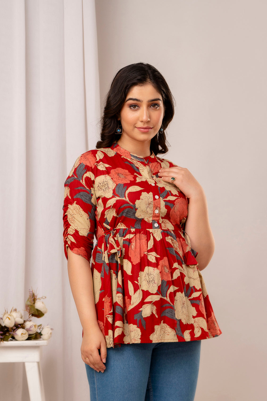 Majestic Divas Turquoise Meadow Peplum Top