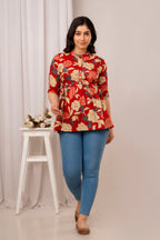 Majestic Divas Turquoise Meadow Peplum Top