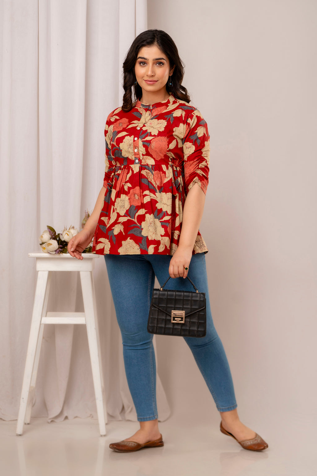 Majestic Divas Turquoise Meadow Peplum Top