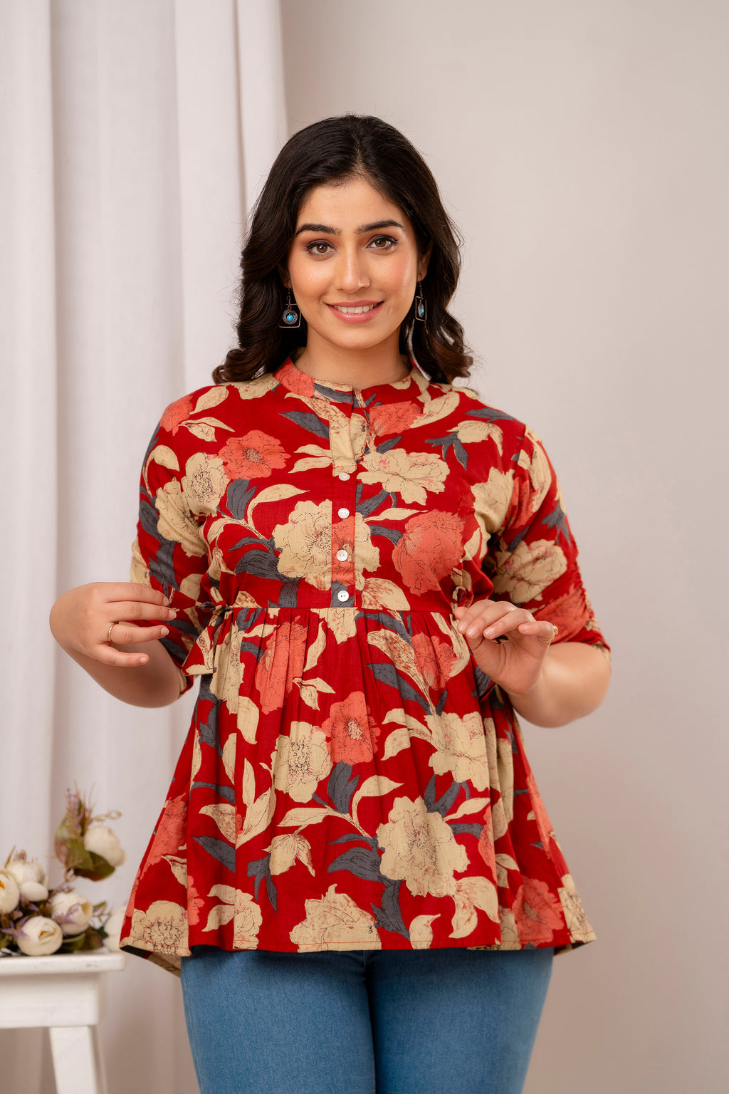 Majestic Divas Turquoise Meadow Peplum Top