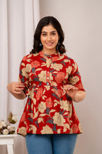 Majestic Divas Turquoise Meadow Peplum Top
