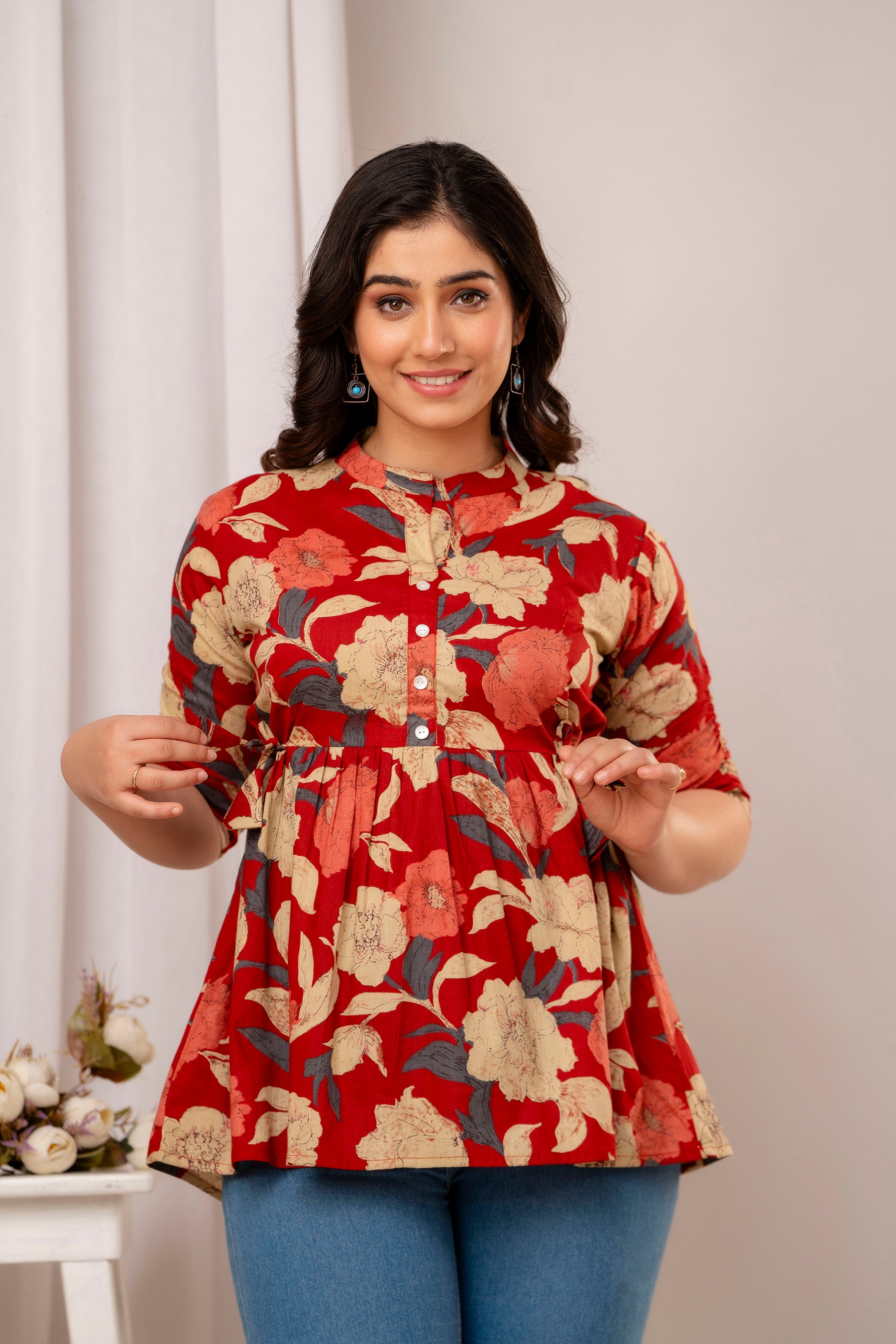 Majestic Divas Turquoise Meadow Peplum Top