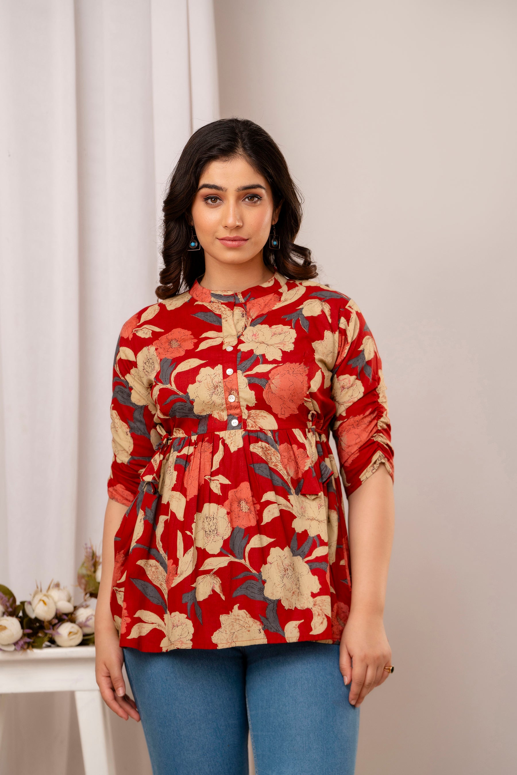 Majestic Divas Turquoise Meadow Peplum Top