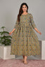 Majestic divas Cotton Navy Blue Paisley Floral Printed Maternity Feeding Kurta Dress with Dual Zippers