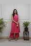 Pink Cotton Spaghetti Strap Co-ord Set with Mirror Work