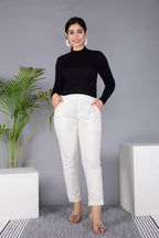 Majestic Diva's Women’s High Waist Off-White Tapered Pants
