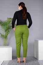 Majestic Diva's Women’s High Waist Olive Green Tapered Pants