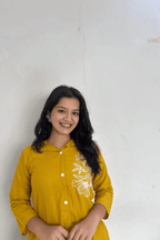 Majestic Diva Mustard Yellow Floral Print Co-Ord Set