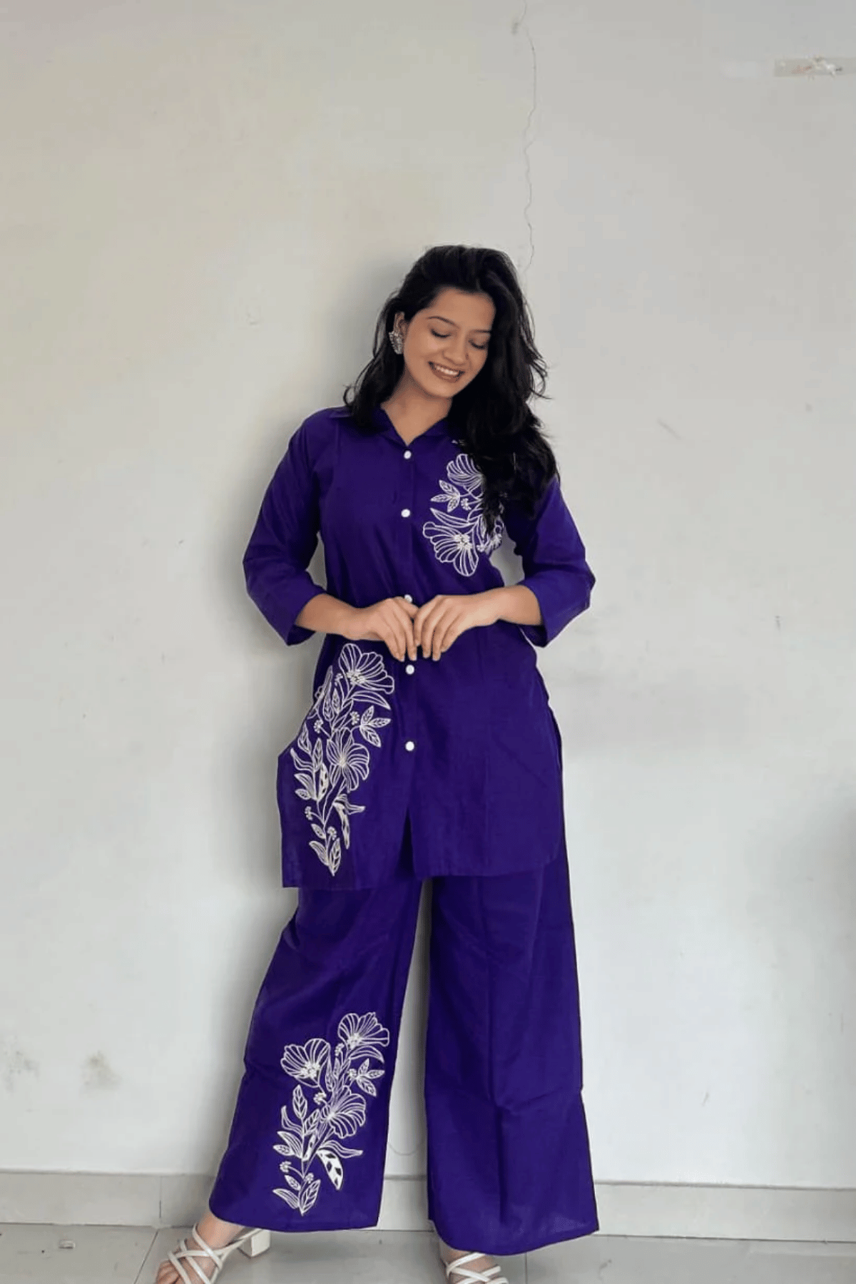 Majestic Diva Purple Floral Print Co-Ord Set Secondary image