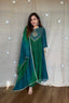 Royal Green Pure Mal Chanderi Anarkali Dupatta Set with Handwork Yoke & 2-Tone Shading