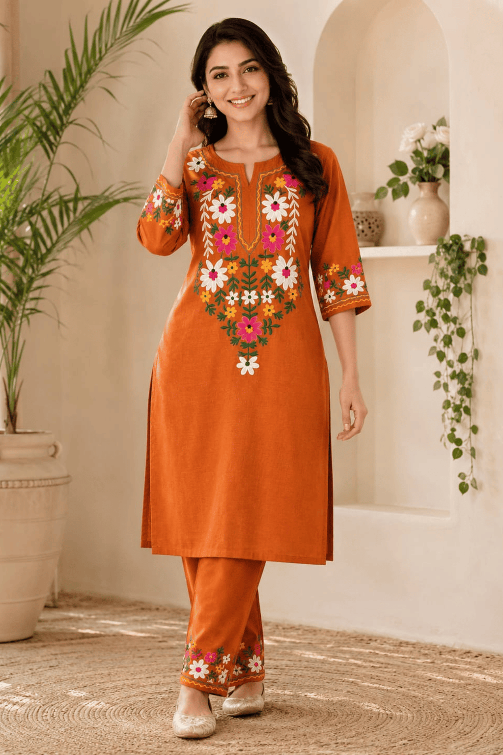 Majestic Divas Sunshine Bloom Embroidered Kurta Set