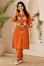 Majestic Divas Sunshine Bloom Embroidered Kurta Set