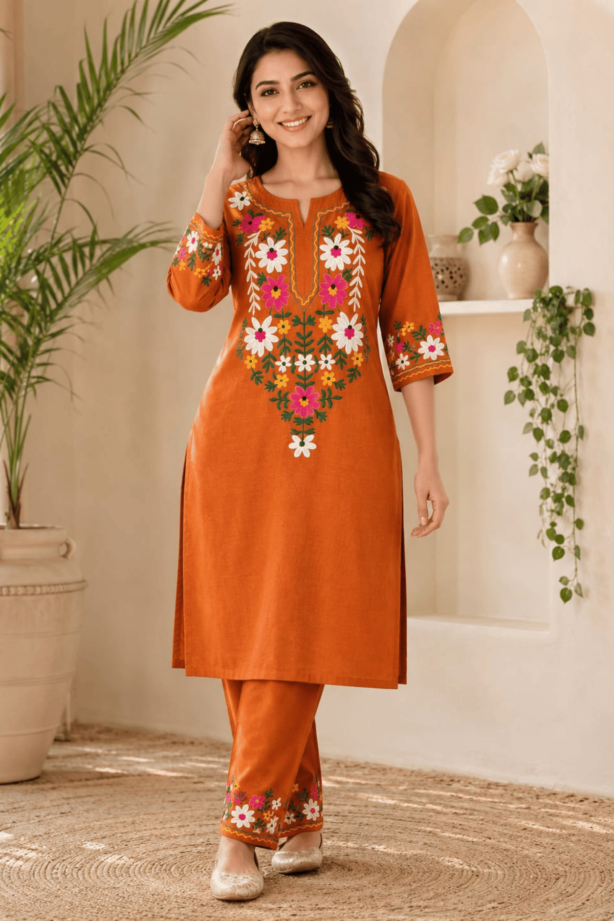 Majestic Divas Sunshine Bloom Embroidered Kurta Set