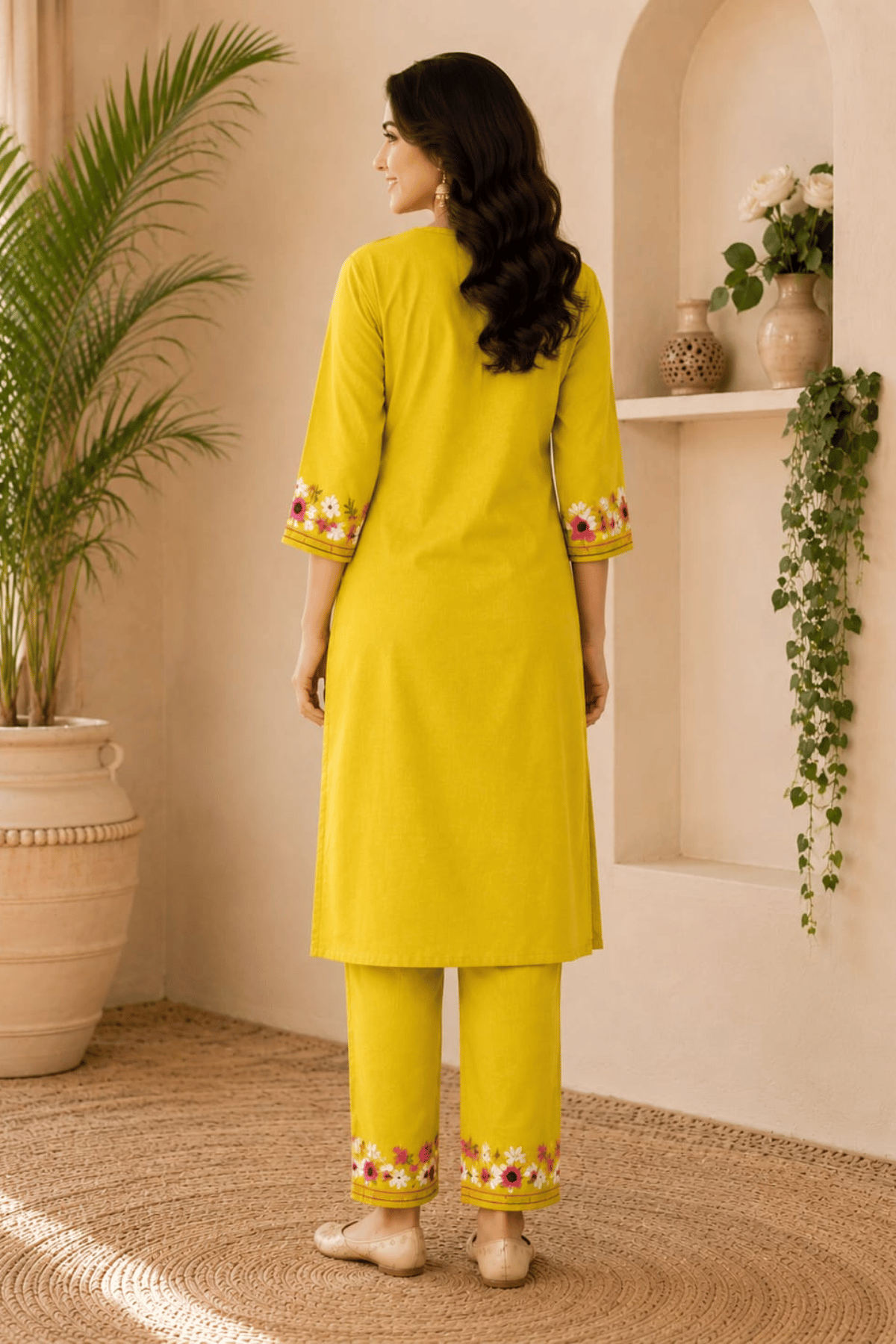Majestic Divas Sunshine Bloom Embroidered Kurta Set