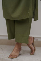 Green Cotton Spaghetti Strap Co-ord Set with Mirror Work