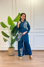 Majestic Diva Teal Blue Floral Co-Ord Set